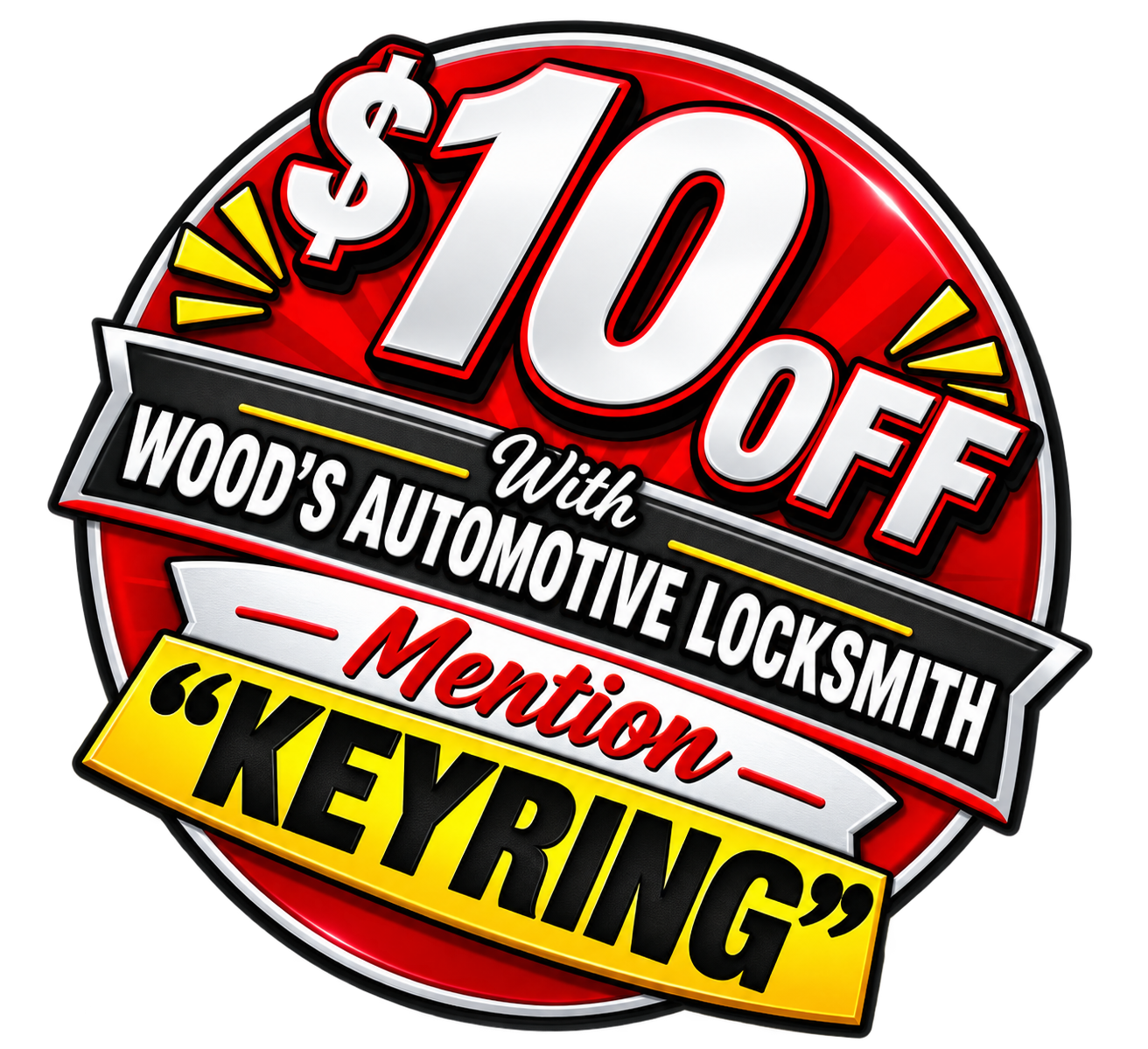 $10.00 off when you mention KEYRING