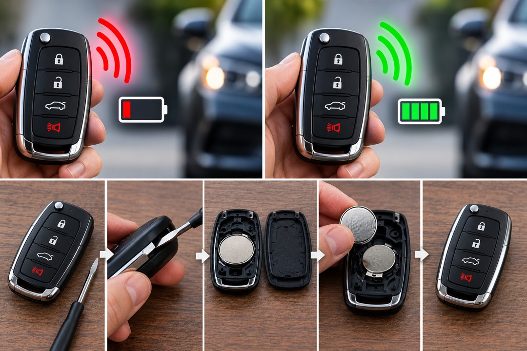Open key fob and coin-cell replacement batteries