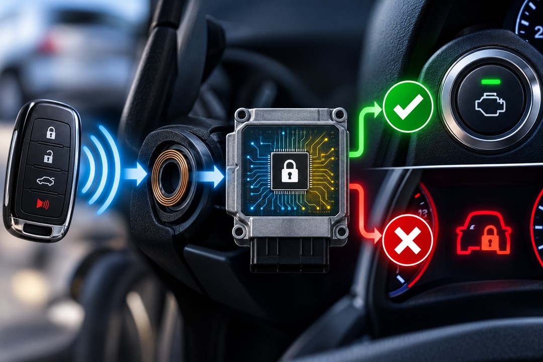 Vehicle security lock symbol illustrating an immobilizer system