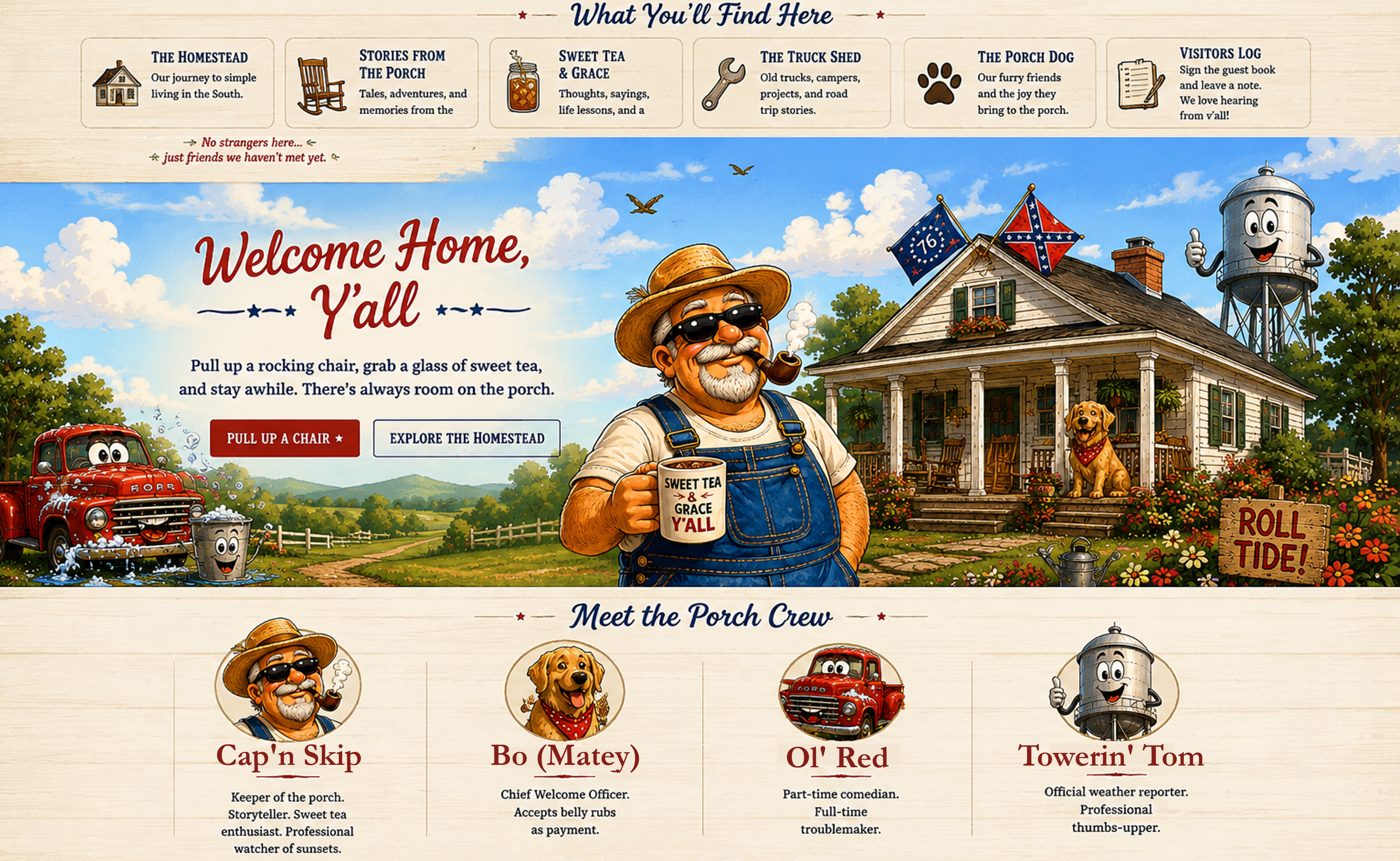 Sweet Tea & Grace Y'all landing page