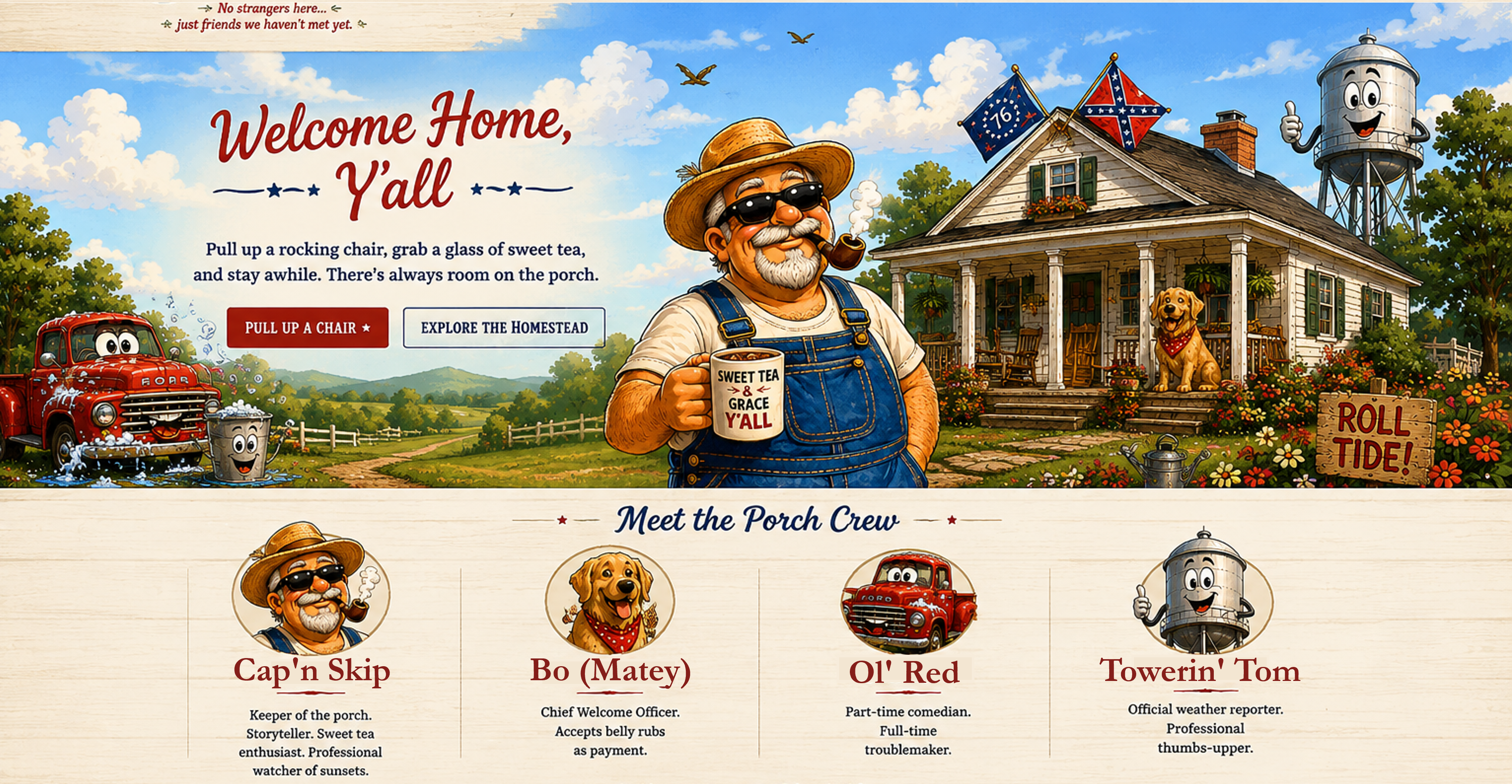 Sweet Tea & Grace Y'all landing page